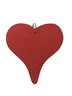 Красная подвеска сердце из натуральной кожи в 2 слоя, ручная работа
