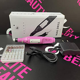 Портативна ручка для манікюру (+6 насадок) Рожевий