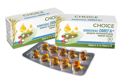 Чойс Омега-3 Омега-6 обмін жирів і холестерину Фітокомплекс Choice Чойс 30 капсул