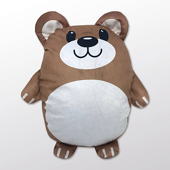 Подушка-іграшка «Ведмежа 202201» плюшева з місцем для сублімації - коло. Колір коричневий.