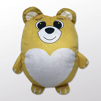 Подушка-іграшка «Ведмежа 202201» плюшева з місцем для сублімації - серце. Колір жовтий