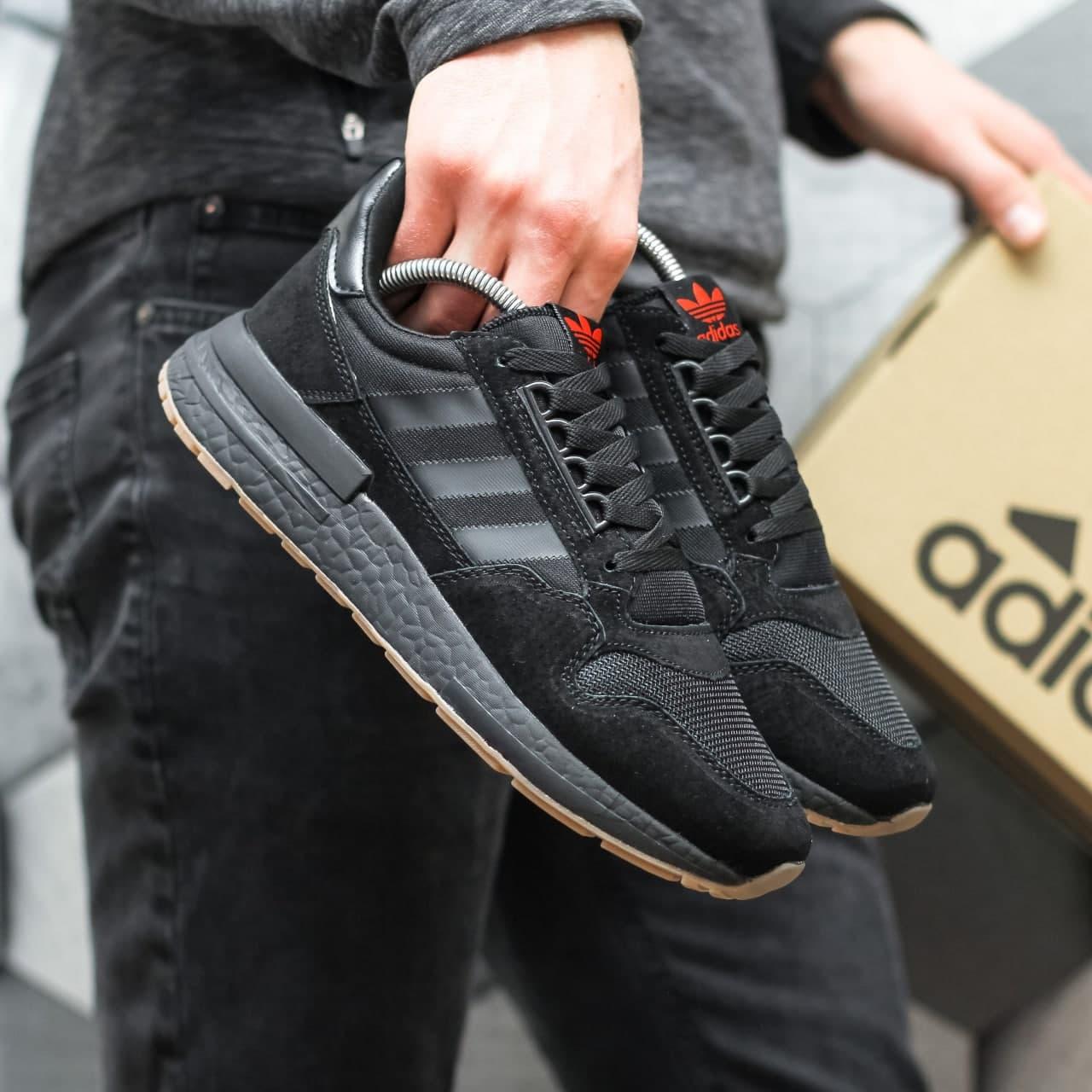 Кросівки чоловічі Adidas ZX 500 RM Black чорні адіас осінь весна текстильні повсякденні