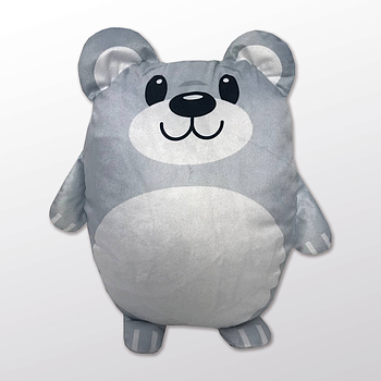 Подушка-іграшка «Ведмежа 202201» плюшева з місцем для сублімації - коло. Колір сірий