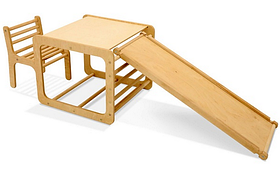 Дитячий столик стільчик гірка Sportbaby Кубик комплект 3в1 дерев'яний для творчості малюка