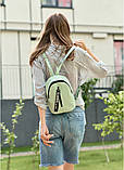 Модний жіночий маленький м'ятний рюкзак міський, повсякденний матова еко-шкіра м'ята, фото 5
