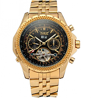 Наручний годинник із металевим ремінцем золотого кольору, Класичний механічний чоловічий годинник з автопідзаводом