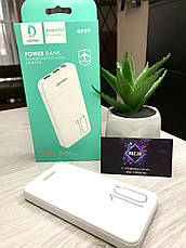 Повербанк Power Bank DENMEN DP09 (10000 mAh/2A/2USB) White портативна батарея, фото 2