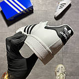 Чоловічі / жіночі кросівки Adidas Superstar Black White, унісекс чорно-білі шкіряні кросівки адідас суперстар, фото 3