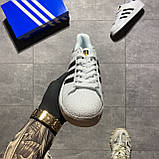Чоловічі / жіночі кросівки Adidas Superstar Black White, унісекс чорно-білі шкіряні кросівки адідас суперстар, фото 5