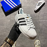 Чоловічі / жіночі кросівки Adidas Superstar Black White, унісекс чорно-білі шкіряні кросівки адідас суперстар, фото 7