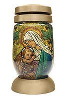 Лампадка скло Bolsius S03 3D Марія з маленьким Ісусиком, вітраж, 22 см., 36 годин