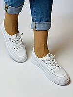 K.lasiya. Жіночі кеди-кросівки білі на платформі. Натуральна шкіра. Розмір 36 37 38, фото 5