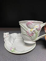 Порцелянова чайна пара "Кошеня з ірисом" (Pavone) CMS — 04/2, фото 2