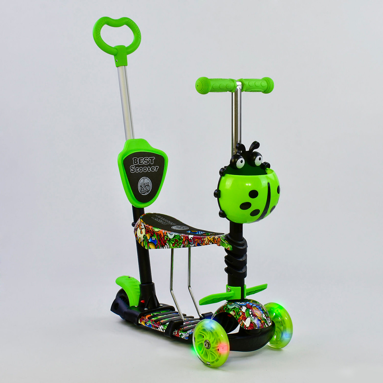 Самокат триколісний 5в1 з батьківською ручкою Best Scooter 97630 абстракція