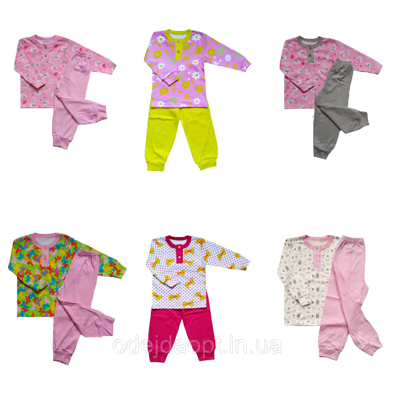 Дитяча піжама з манжетами для дівчинки 1,2,3,4,5,6,7,8 років, фото 1