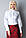 Ділова біла жіноча блузка з коротким рукавом "буф" Р01, фото 2