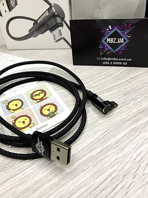 Кабель зарядний Baseus Micro USB 2.0 коннектор 90° реверсивний MVP 1M Black, фото 2
