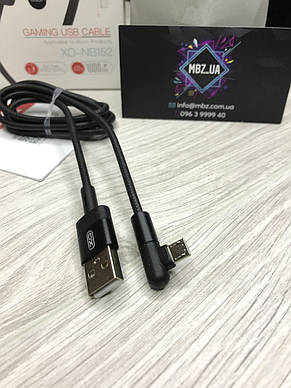 Кабель XO microUSB NB152 Elbow 2.4A/1m Black, фото 2