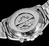 Модний годинник із металевим ремінцем круглий класичний, Сталевий срібний наручний годинник з автопідзаводом, фото 2