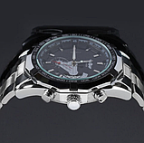 Модний годинник із металевим ремінцем круглий класичний, Сталевий срібний наручний годинник з автопідзаводом, фото 3