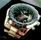 Модний годинник із металевим ремінцем круглий класичний, Сталевий срібний наручний годинник з автопідзаводом, фото 6