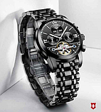 Якісний крутий чоловічий годинник з автопідзаводом, Модний чоловічий чоловічий годинник чорний, фото 3