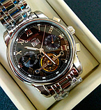 Срібний класичний наручний годинник із металевим браслетом, Чоловічий стрілковий годинник з автопідзаводом, фото 7