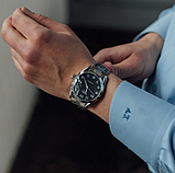 Стрелковий гарний наручний чоловічий годинник, Чоловічий механічний годинник з автопідзаводом срібний, фото 2