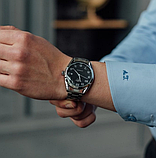 Стрелковий гарний наручний чоловічий годинник, Чоловічий механічний годинник з автопідзаводом срібний, фото 4