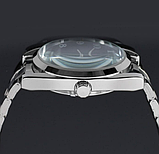 Стрелковий гарний наручний чоловічий годинник, Чоловічий механічний годинник з автопідзаводом срібний, фото 5