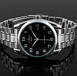 Стрелковий гарний наручний чоловічий годинник, Чоловічий механічний годинник з автопідзаводом срібний, фото 7