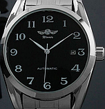 Стрелковий гарний наручний чоловічий годинник, Чоловічий механічний годинник з автопідзаводом срібний, фото 9