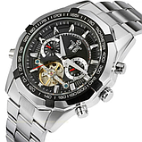 Оригінальний чоловічий годинник з автопідзаводом, Класичний механічний чоловічий годинник сірий, фото 6