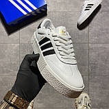 Чоловічі / жіночі кросівки Adidas Samba White Black, чорно-білі шкіряні кросівки адідас самба, фото 5