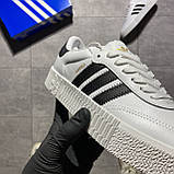 Чоловічі / жіночі кросівки Adidas Samba White Black, чорно-білі шкіряні кросівки адідас самба, фото 7