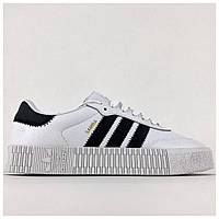 Мужские / женские кроссовки Adidas Samba White Black, черно-белые кожаные кроссовки адидас самба