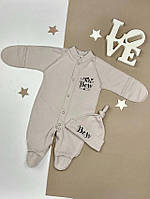 Человечек с шапочкой "Мини Босс" для новорожденной девочки 56р, 62р. Серый