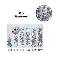Стрази для нігтів Mix Diamond Хамелеон 1200 шт HD Hollywood