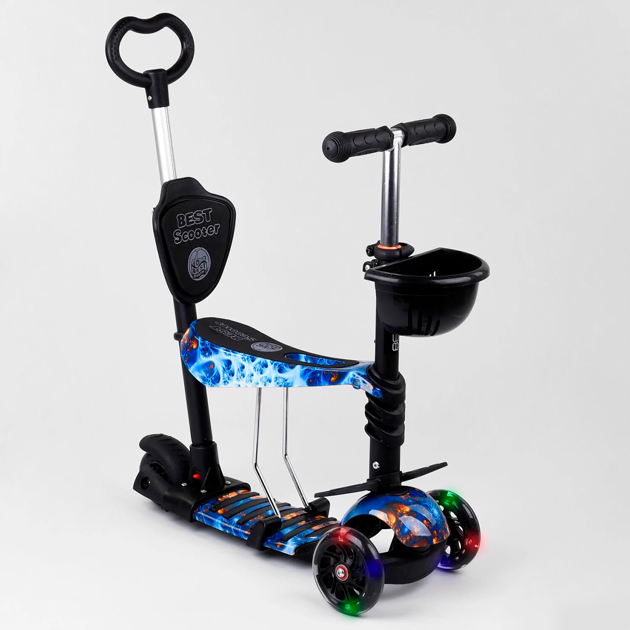 Самокат триколісний 5в1 з батьківською ручкою Best Scooter 32066 абстракція