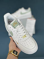 Кросівки Nike Air Force 1 Low '07 Essential White Green Gold Mini Swoosh, фото 2
