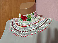 Женское украшение с чешского бисера белое ожерелье силянка Розы