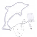 Настінний неоновий світильник нічник Дельфін рожевий, фото 3