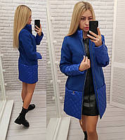 Пальто, ткань эко- кашемир + плащевка, 137/ 1 синего цвета / синий / электрик