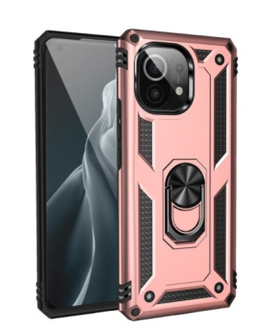 Чохол Armor для Xiaomi Mi 11 Lite протиударний з кільцем Рожевий