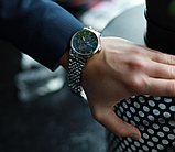 Класичний механічний чоловічий годинник, стріляльний, чоловічий срібний годинник з автопідзаводом, фото 8