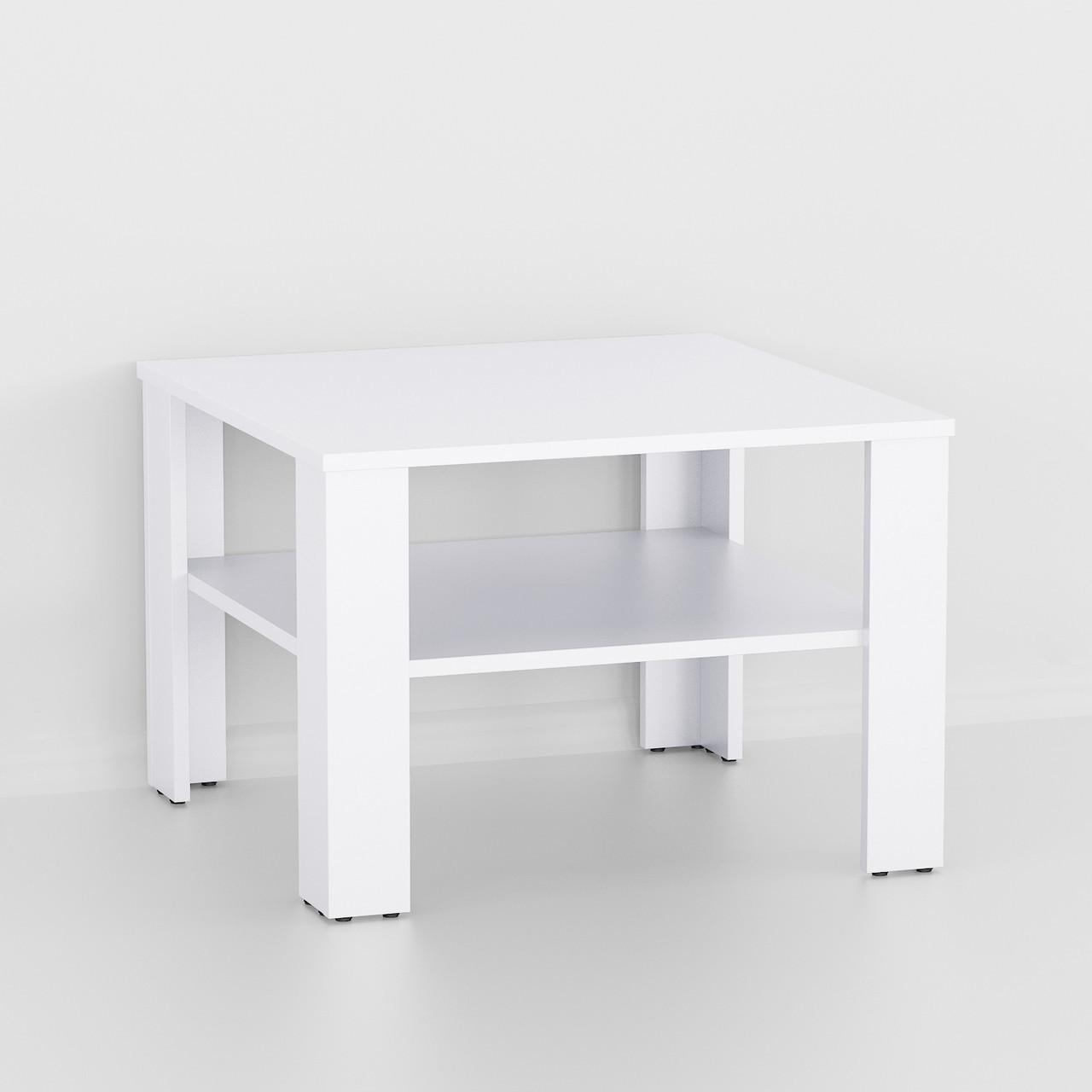 Стіл журнальний з полкою MebelProff Mini 10, журнальний столик, стіл в вітальню Білий, фото 1