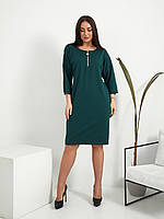 Женское нарядное платье больших размеров арт 443 / платье батал/ зеленый бутылочный/ бутылка