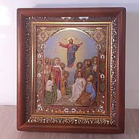Ікона Вознесіння Господнє, лик 15х18 см, у коричневому прямому дерев'яному кіоті