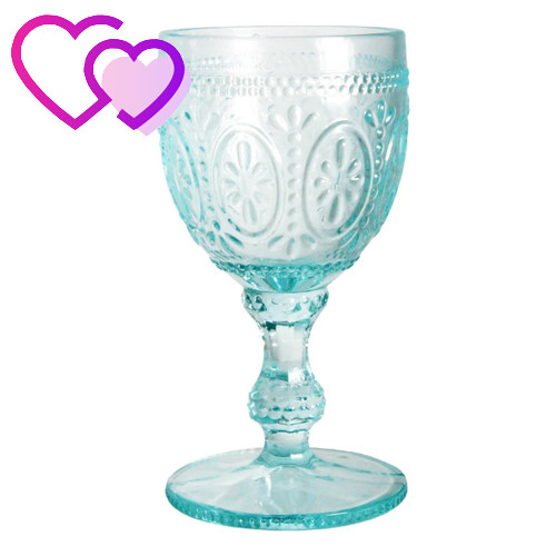 Келихи із кольорового скла товстого на ніжці оригінальний вінтажний посуд для подарунка із блакитного скла 300мл