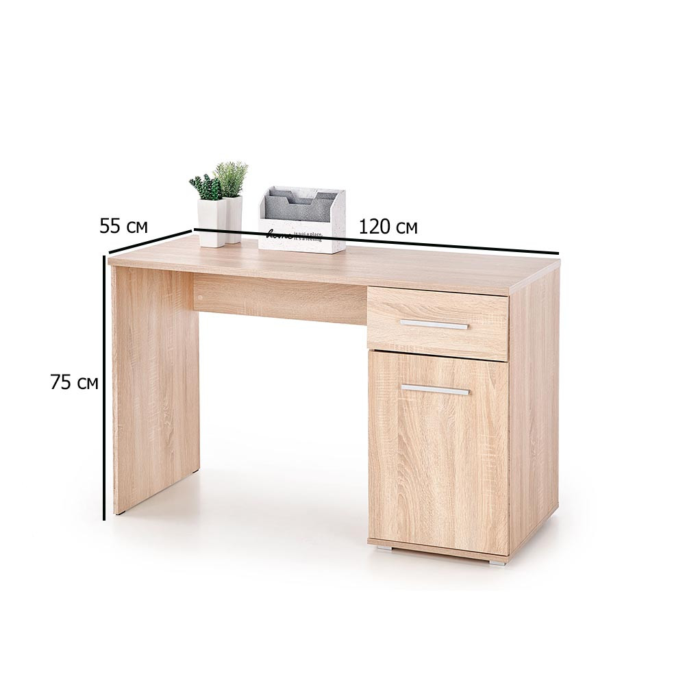 Письмовий стіл Halmar Lima B-1 120х55 см дуб сонома з правим висувним ящиком та тумбою, фото 1